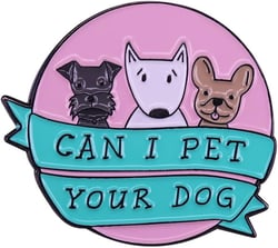1 Pack Irregular Round Enamel Pin Ornament CAN I PET YOUR DOG Badge Fun Statement Badge Art Accessory With Letter Badge Pin For Jackets Cotton Shirt Dress Cotton Canvas Bag Denim Jacket