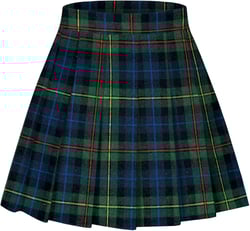 Womens School Uniform Cosplay Costume Plaid Pleated Short Skirt Dark Green Plaid, US XL = Tag 2XL