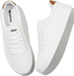 Waluzs Men's Fashion Sneakers Canvas Casual Shoes Low Top Lace Up White Sneakers for Men Lightweight Skate Tennis Shoes 10 White