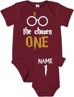 Wizard themed The chosen one, birthday personalized baby bodysuit shirt Custom colors plus family add on T-shirts options Mom dad Grandma Sister brother pet
