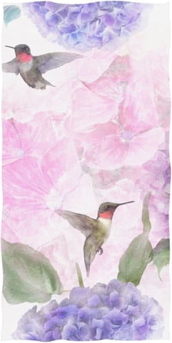 ALAZA Large Beach Towel, Hydrangea Flowers Hummingbirds Sand Free Microfiber Beach Towel, Absorbent Quick Dry Camping Yoga Towel for Swimming Pool, Picnic, Yoga, Gym