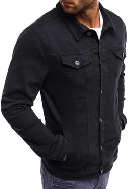 RTRDE Men's Casual Jackets Jean Jacket Casual Slim Fit Button Down Denim Trucker Jacket Coat Casual, M-3XL Medium Qz2-black