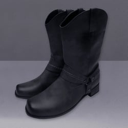 Tawop Black Boots For Women,Mens Leather Non-Slip Slip-On Round Toe Buckle Low-Heeled Shoes Boots Black Combat Boots Women Girls Boots