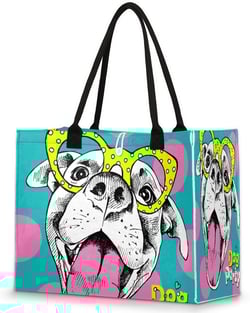 Party Dog Animals Tote Bag for Women Large Beach Bag Reusable Grocery Bags Tote Bag for Work Shopping Travel Beach
