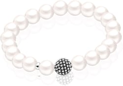 LeCalla 925 Sterling Silver Pearl Bracelet for Women | Pearl Beaded Stretch Strand Bracelets | Pearl Byzantine Station Bracelet for Women Caviar Beaded Pearl-7"