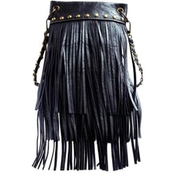 Daniel Smart Women's Crossbody Handbag, Three Layer Fringe w/ Antique Copper Metal, Black