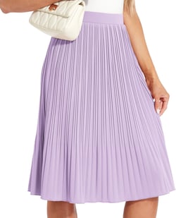 Women Classic Chiffon Flowy Pleated Midi Skirts Small Pastel Lilac
