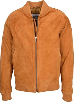 Mens Real Suede Bomber Jacket MA-1 Varsity Style Trevor XX-Large Tan