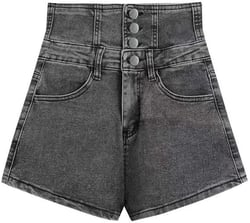 Summer High Waist Denim Shorts Women Buttock Wrapping Button Slim Bandage Short Jeans