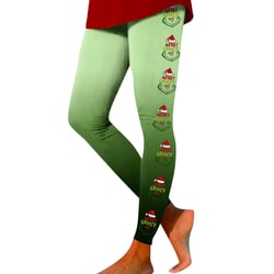 KYGABAK Up to 50% Off! Christmas Grinch Womens Yoga Pants, Women Girls Grinch Leggings Skinny Christmas Grinch Printed Leggings High Waist Stretchy Tights Trouser Yoga Pants