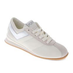 PONY Womens KO-80 Low Genuine Leather and Suede Premium Lace Up Athletic Sneaker Shoe, Snow White/Moonbeam/Silver, Size 9.5
