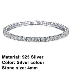 Bracelet Women New 925 Sterling Silver Hip Hop Fashion Shining Cubic zirconia Wedding Jewelry Gift