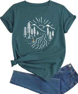 J&DHUASHA Women's T-Shirt Short Sleeve Crewneck Graphic Tees Printed Casual Summer Tops Ts28 Blue Medium