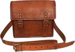 Genuine Leather Messenger Bag, Unisex Vintage Crossbody Bag with Spacious Compartments, Adjustable Straps, Antique Brass Accessories, 9-inch Mini