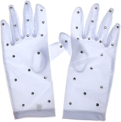 LIUHUO Ice Dress Gloves Performacne Wear Girls Thermal Figure Skating Gloves with Rhinestones（5 Color） White Small