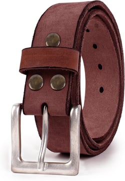 NPET Mens Leather Belt Full Grain Vintage Distressed Style Snap on Strap 1 1/2" Wide with Buckle Coffee With Vintage Silver Buckle 38 for 36" waist