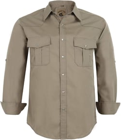 COEVALS CLUB Men's Western Cowboy Long Sleeve Pearl Snap Casual Work Shirts Medium Khaki #3