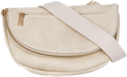 Modern+Chic Crossbody Bags for Women - The Holly Foldover Crossbody Bag, Vegan Leather Belt Bag with Zipper Pockets - Eggshell Cream