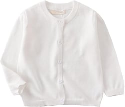 LNICEAR Toddler Boys Girls Crewneck Cardigan Sweaters Long Sleeve Kids Button Cotton School Uniform Knit Tops Outwear 6 Years White