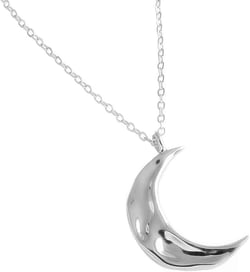 Dtja Boho Moon Necklace for Women Girls Sterling Silver Simple Delicate Crescent Half Moon Phase Karma Choker Pendant Necklace Adjustable Chain Handmade Hammered Jewelry