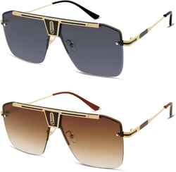 Oversized Square Rimless Sunglasses For Men Women Retro Trendy Gafas De Sol Para Mujer AR82161