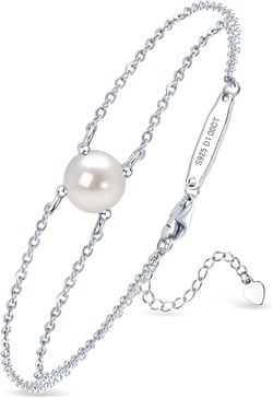 AINUOSHI Birthstone Bracelets for Women Fine Jewelry Sterling Silver Genuine or Created Gemstone Dainty Bracelet Anniversary Birthday Valentines Day Gifts for Women Wife, Chain Length 6.5”+2” 06 Jun - Freshwater Pearl