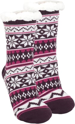 Elanze Designs Womens Cozy Sherpa Fleece Plush Non Skid Indoor Slipper Socks One Size Purple