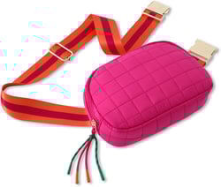 DYSHAYEN Belt Bag for Women,Quilted Crossbody Fanny Pack with Adjustable Strap,Fashion Waist Bag for Workout Running Traveling Hiking (Hot Pink)