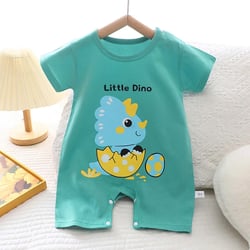 Ovbmpzd Green Newborn Pajamas Unisex Cotton Cute Short Sleeve Trendy Animal Print Bodysuit Preemie Onesies 0-3 Monthes