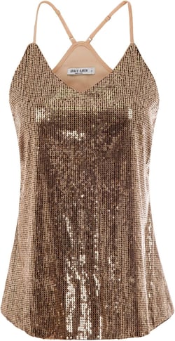 GRACE KARIN Women's Sleeveless Sparkle Shimmer Camisole Vest Sequin Tank Tops