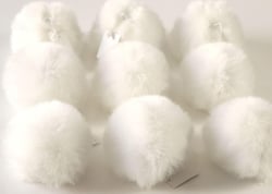 Woolous White Pom Poms Balls with Elastic Loop – Large Faux Fur Pompoms Balls 3.5 inches for Hats, Shoes, Scarves, Bag Charms, Keychains, and Christmas Tree Decorations (Pack of 9) 9-pack-balls