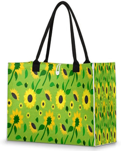 Sunflower Flower Plant Pattern Tote Bag for Women Large Beach Bag Reusable Grocery Bags Tote Bag for Work Shopping Travel Beach