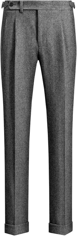 Ceehuteey Men's Business Dress Suit Pants Thick Wool Pleated Front Herringbone Tweed Trousers 34W x 32L Grey