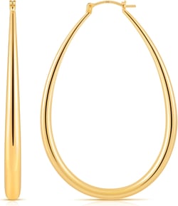 Gacimy Gold Chunky Hoop Earrings for Women, 14K Gold Plated Oval Hoop Gold Earrings with 925 Sterling Silver Post 60.0 Millimeters Gold
