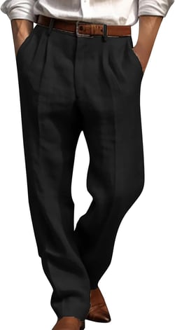 Firzero Vintage Loose Straight Leg Pants for Men Spring Summer Regular Fit Dress Pants High Waist Double Pleated Trousers Plus Size