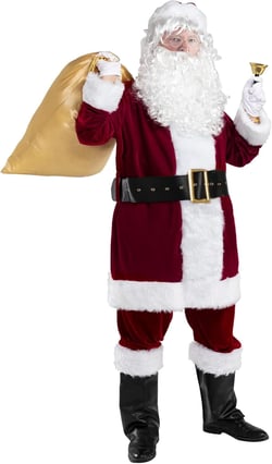 Sunolga Santa Claus Costume Santa Costume Velvet Santa Suit 11 Pcs Christmas Costumes for Adults Men Santa Hat