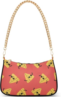 Cool Cartoon Samosa Characters Shoulder Bag for Women Chain Handbags with Zipper Womens Tote Chain Bag