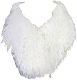 Women Fluffy Winter Artificial Faux Fur Fake Scarf Wrap Collar Shawl Shrug White
