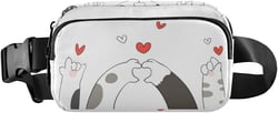 Cat Paws Heart Fanny Packs for Women Crossbody Bags Everywhere Belt Bag with Adjustable Strap Fashion Waist Pack for Shopping Travel Running Color15
