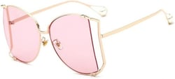 Sunglasses Women Oversized Shades Pearl Sun Glasses For Female Men Gold Pink One Size