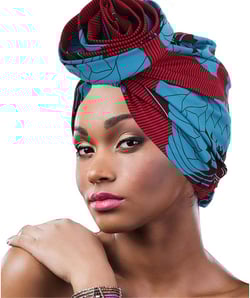 Urieo Flower Knot Turban Headwrap Pre-Tied Beanie Cap African Print Head Wrap for Women Blue