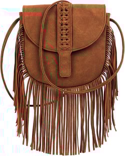 RARITYUS Women's Faux Suede Leather Hobo Crossbody Bag Vintage Fringe Tassel Shoulder Handbag Messenger Bag Brown