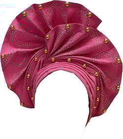 Nigerian ASO Oke Auto Gele Headtie Already Made African Headties Women Head Wrap Turban Cap Femme Headgear Pink
