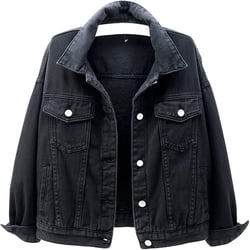 IDEALSANXUN Womens Casual Loose Fit Colorful Denim Jackets X-Small Black