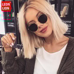 LeonLion 2021 Classic Small Frame Round Sunglasses Women/Men Brand Designer Alloy Mirror Sun Glasses Vintage Modis Oculos