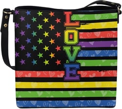 HUGS IDEA Women Bucket Bags Leather Purse Handbag Shoulder Bag for Ladies Purse Crossbody Wallet Bag Rainbow Flag Love Pride