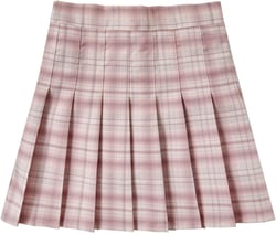 Womens Girls Pleated Tennis Skirts High Waisted A-line Skirt School Uniform Athletic Golf Skorts with Shorts,2T-4XL Plaid Pink 12 Years