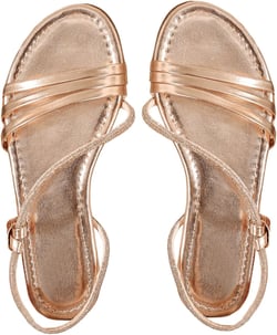 Verdusa Women's Rhinestone Sparkly Metallic Strappy Flat Sandals Open Toe Sides 9.5 Champagne