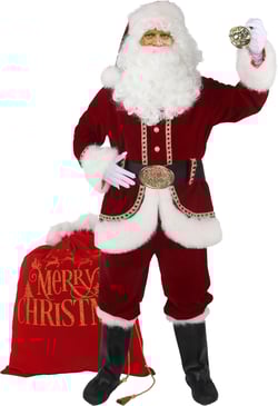 Santa Claus Costume for Men Santa Suit Adults 11pcs Mens Deluxe Professional Christmas Clause Outfit Xmas Suits Set Medium
