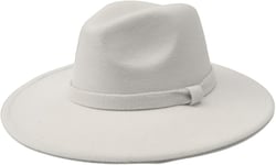 Mrlahat Women and Men Flat Wide Brim Warm Felt Fedora Hat Retro Style Panama Hat Large-X-Large White